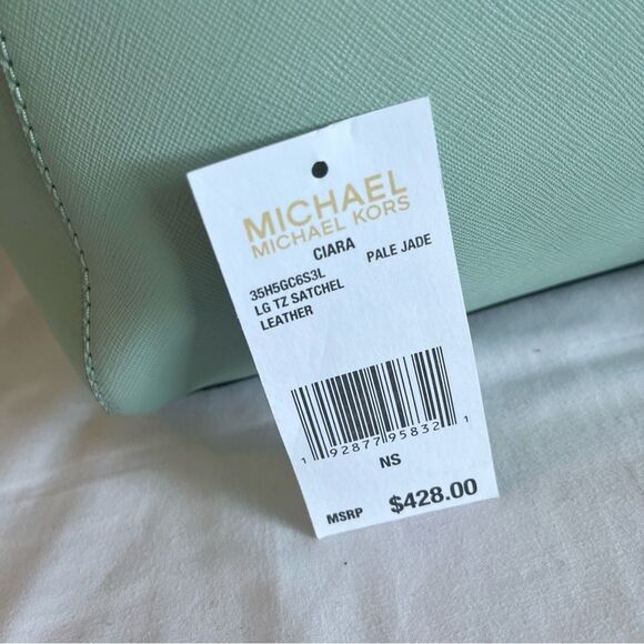 NEW | MICHAEL KORS Selma Raven Mercer Ciara Large TZ Satchel Tote Cyan Bag - Picture 5 of 15